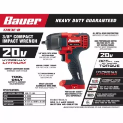 BAUER 20V Cordless 3/8 in. Compact Impact Wrench - Tool Only 17 BAUER 20V Cordless 3/8 in. Compact Impact Wrench - Tool Only -Bauer Popular Store 56124 W2SS