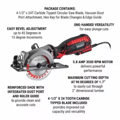BAUER 5.8 Amp 4-1/2 in. Compact Circular Saw 12 BAUER 5.8 Amp 4-1/2 in. Compact Circular Saw -Bauer Popular Store 56164 W2