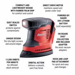 BAUER 20V Cordless Corner/Detail Sander – Tool Only 14 BAUER 20V Cordless Corner/Detail Sander – Tool Only -Bauer Popular Store 56178 W2