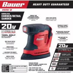 BAUER 20V Cordless Corner/Detail Sander – Tool Only 15 BAUER 20V Cordless Corner/Detail Sander – Tool Only -Bauer Popular Store 56178 W7