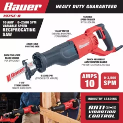 BAUER 10 Amp Variable Speed Reciprocating Saw -Bauer Popular Store 56250 W2SS