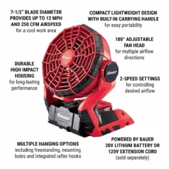 BAUER 20V/120V Cordless Dual Power Fan - Tool Only -Bauer Popular Store 56268 W2