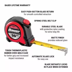 BAUER 16 ft. Self-Locking Tape Measure -Bauer Popular Store 56352 W2
