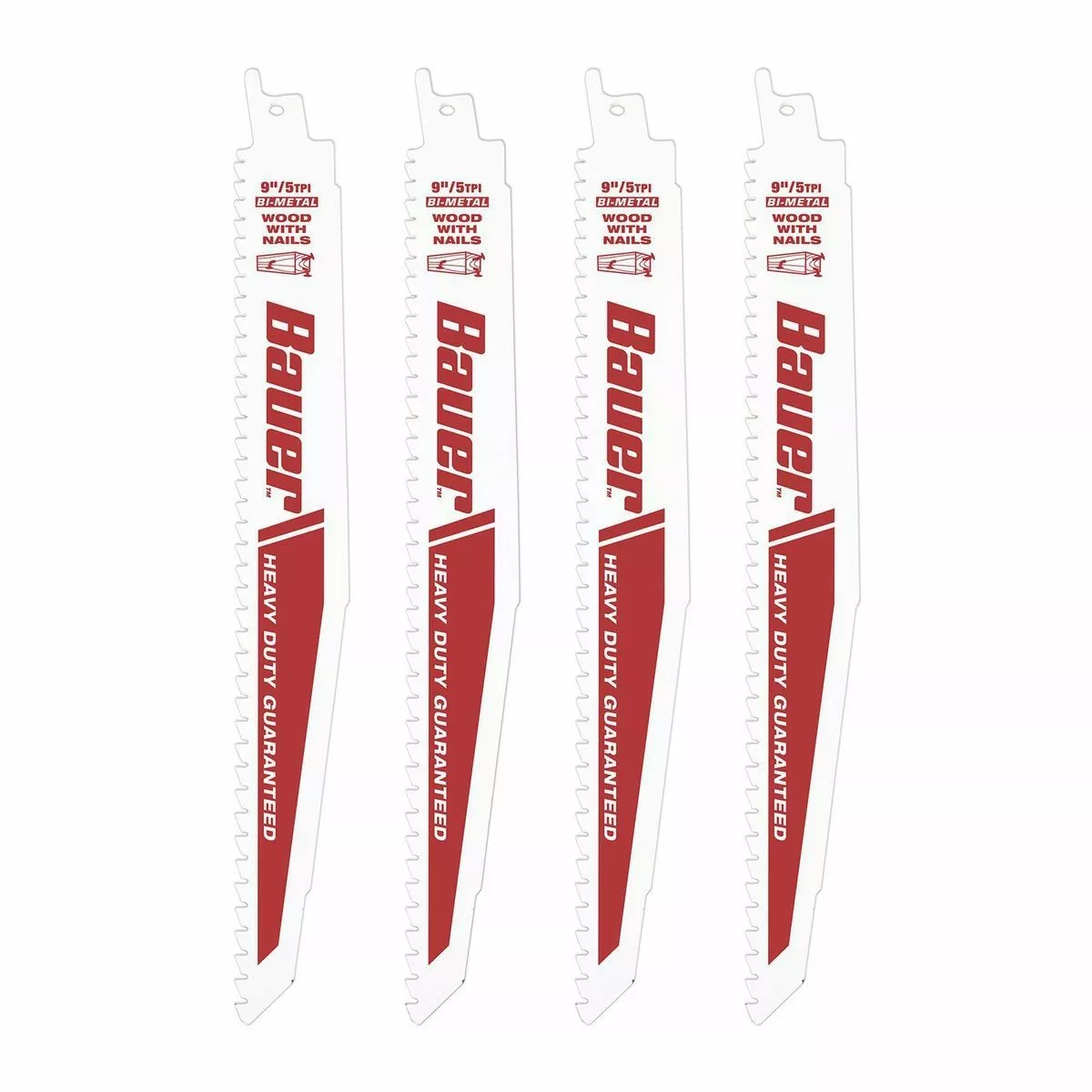BAUER 9 in. 5 TPI Demolition Duty Reciprocating Saw Blades, 4 Pk. 2 BAUER 9 in. 5 TPI Demolition Duty Reciprocating Saw Blades, 4 Pk. - Image 2