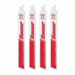 BAUER 9 in. 14 TPI Bi-Metal Reciprocating Saw Blades, 4 Pk.