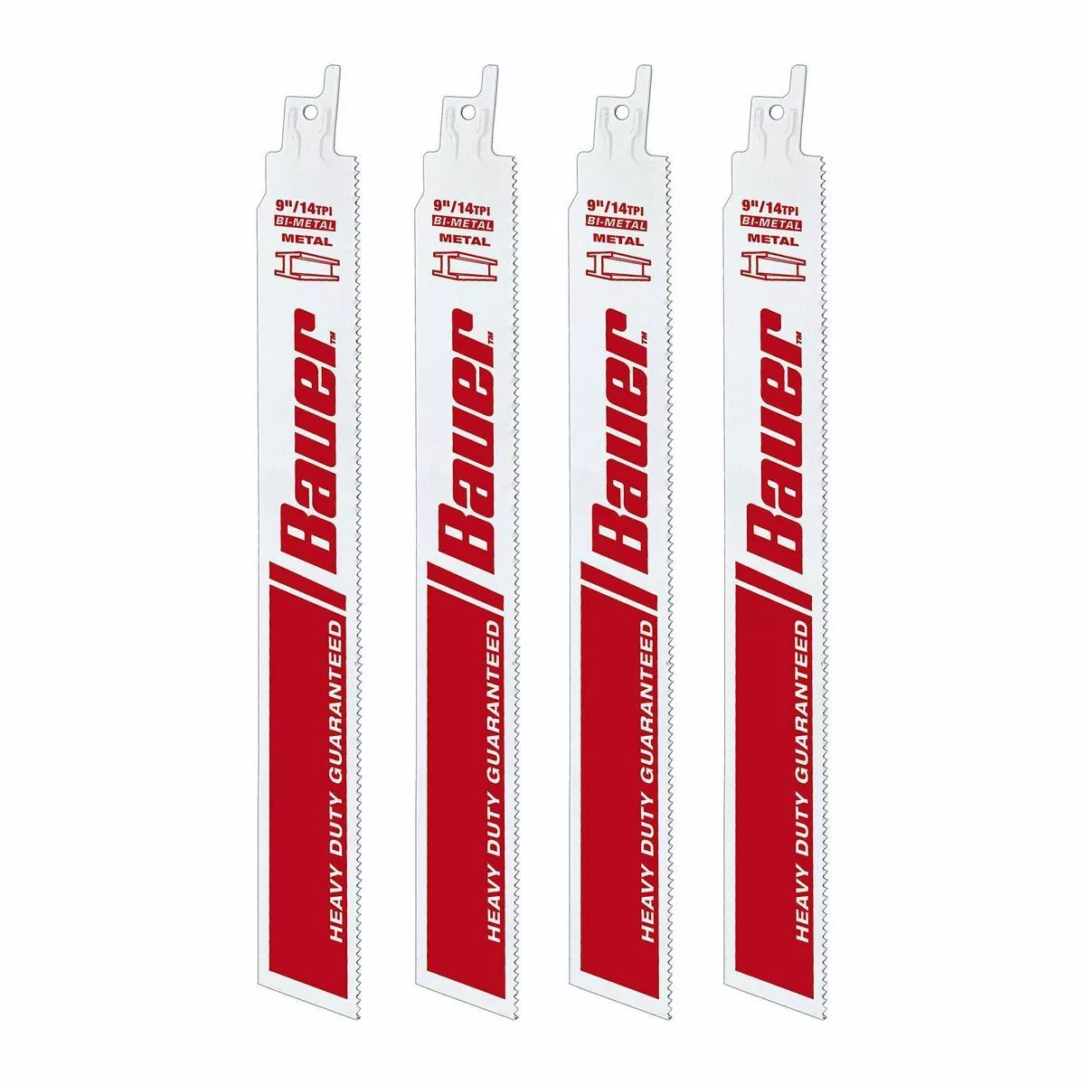 BAUER 9 in. 14 TPI Bi-Metal Reciprocating Saw Blades, 4 Pk. 2 BAUER 9 in. 14 TPI Bi-Metal Reciprocating Saw Blades, 4 Pk. - Image 2