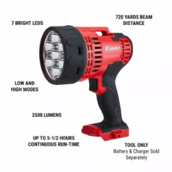 BAUER 20V Cordless 2500 Lumen Spotlight – Tool Only 16 BAUER 20V Cordless 2500 Lumen Spotlight – Tool Only -Bauer Popular Store 56526 W2