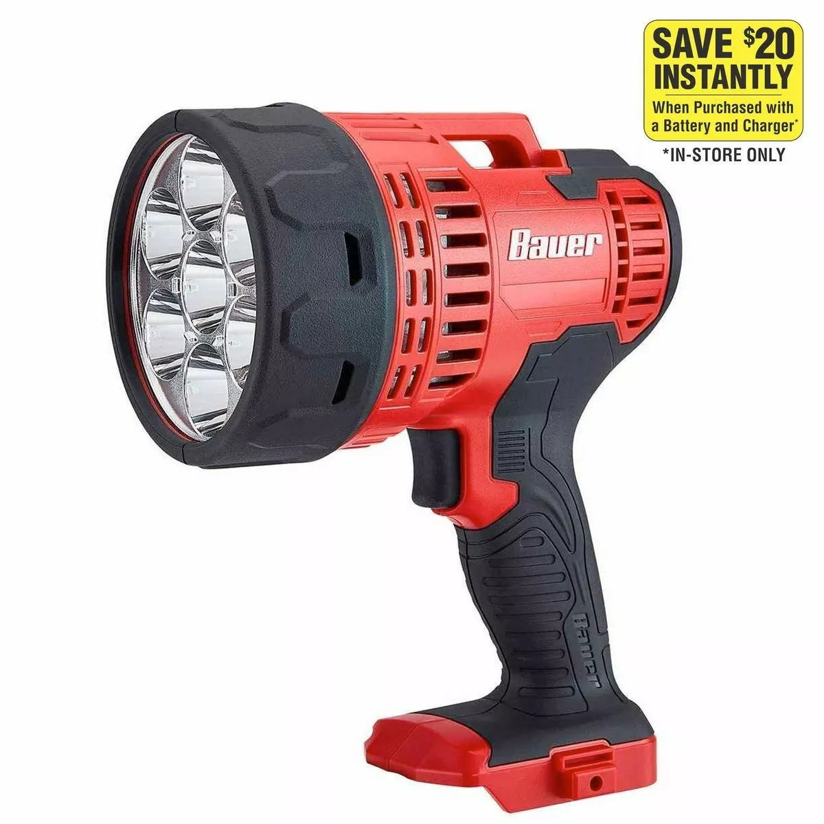 BAUER 20V Cordless 2500 Lumen Spotlight – Tool Only 1 BAUER 20V Cordless 2500 Lumen Spotlight – Tool Only