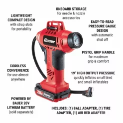BAUER 20V Cordless 0-160 PSI Inflator - Tool Only 15 BAUER 20V Cordless 0-160 PSI Inflator - Tool Only -Bauer Popular Store 56546 W2