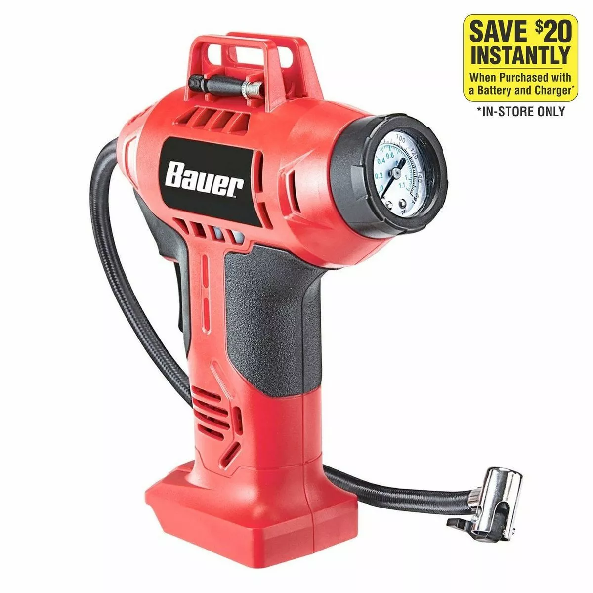 BAUER 20V Cordless 0-160 PSI Inflator - Tool Only 2 BAUER 20V Cordless 0-160 PSI Inflator - Tool Only - Image 2