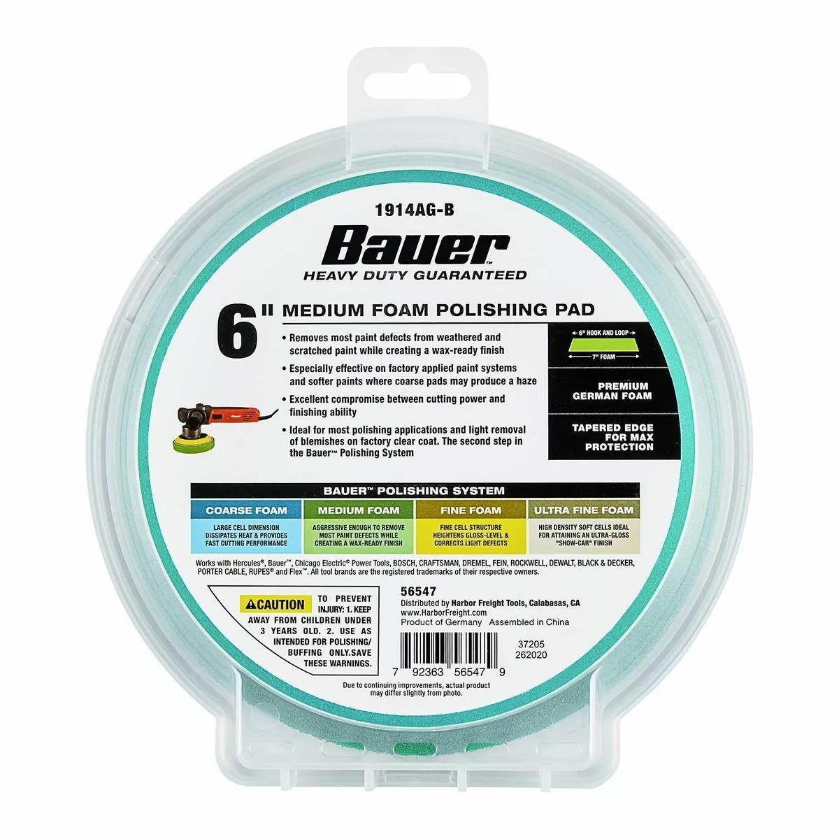 BAUER 6 in. Medium Foam Polishing Pad - Green 5 BAUER 6 in. Medium Foam Polishing Pad - Green - Image 5
