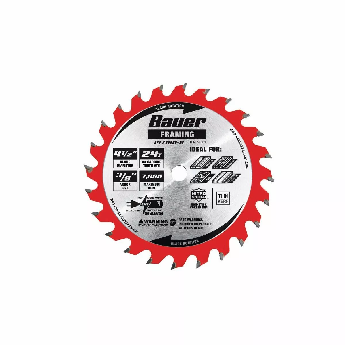 BAUER 4-1/2 in. , 24T Framing Circular Saw Blade 1 BAUER 4-1/2 in. , 24T Framing Circular Saw Blade
