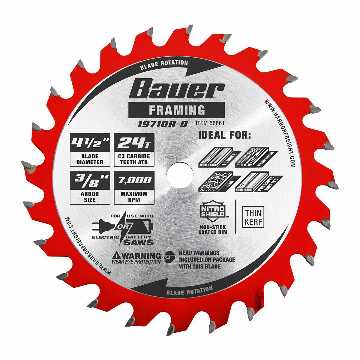 BAUER 4-1/2 in. , 24T Framing Circular Saw Blade 2 BAUER 4-1/2 in. , 24T Framing Circular Saw Blade - Image 2