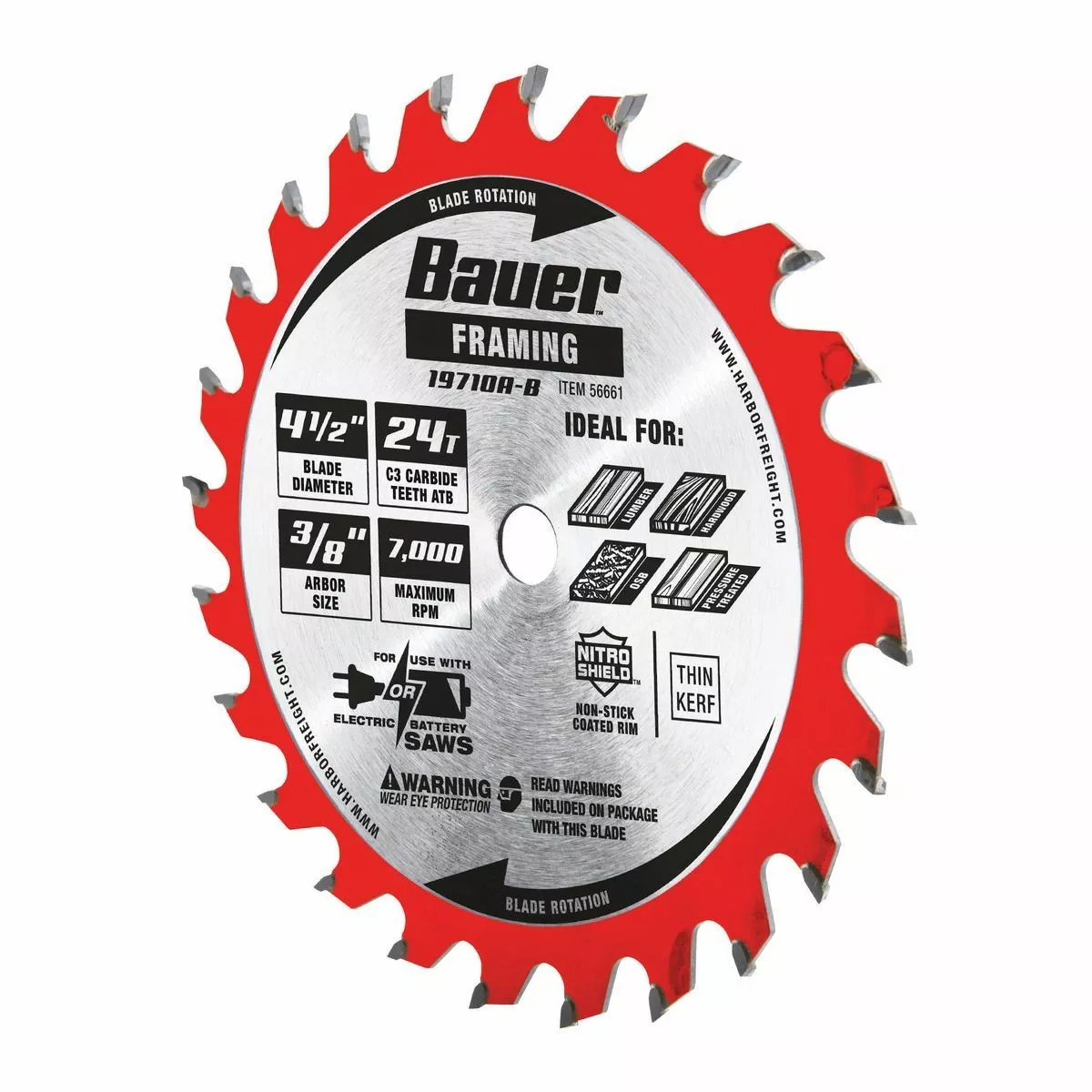 BAUER 4-1/2 in. , 24T Framing Circular Saw Blade 3 BAUER 4-1/2 in. , 24T Framing Circular Saw Blade - Image 3