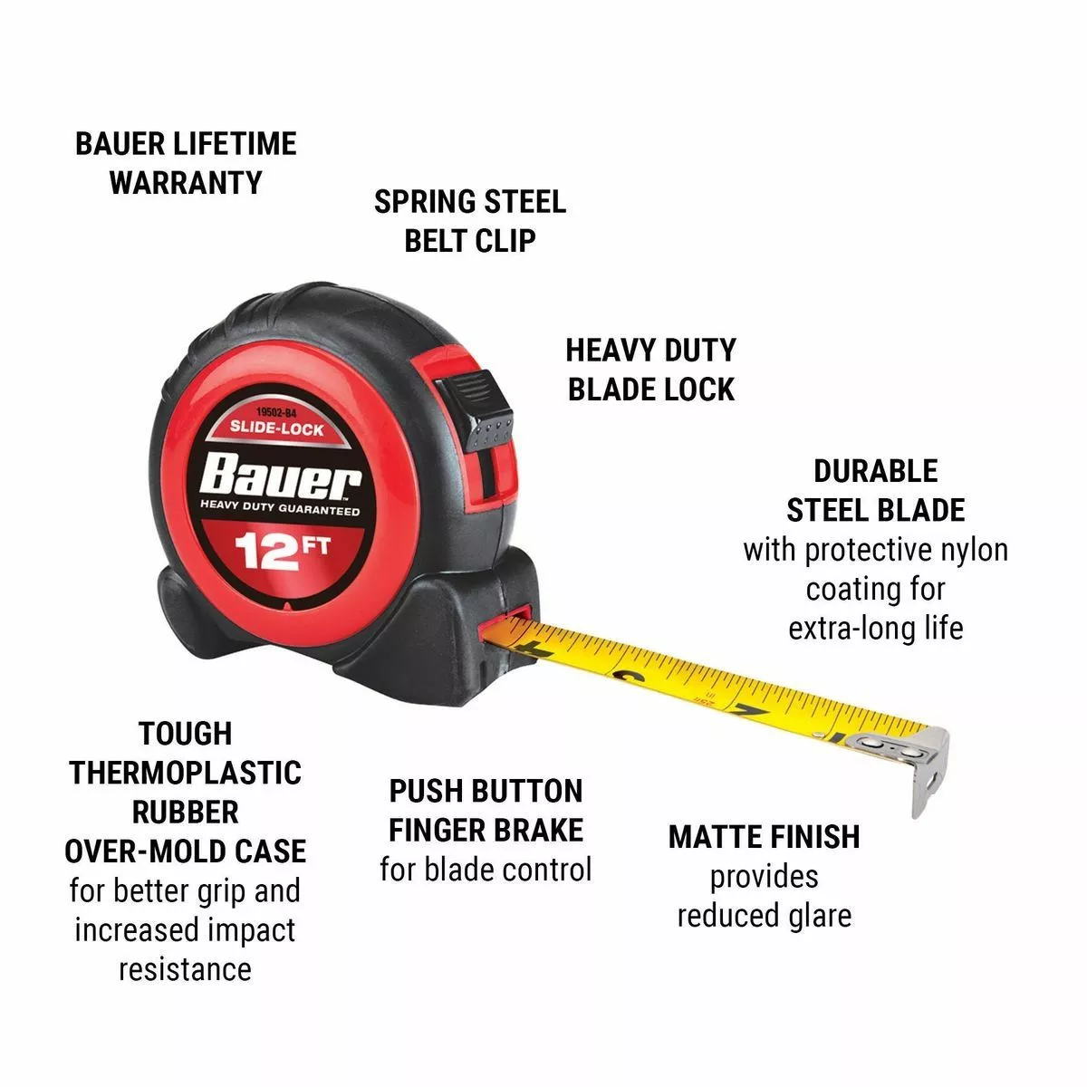 BAUER 12 ft. Slide-Lock Tape Measure 3 BAUER 12 ft. Slide-Lock Tape Measure - Image 3