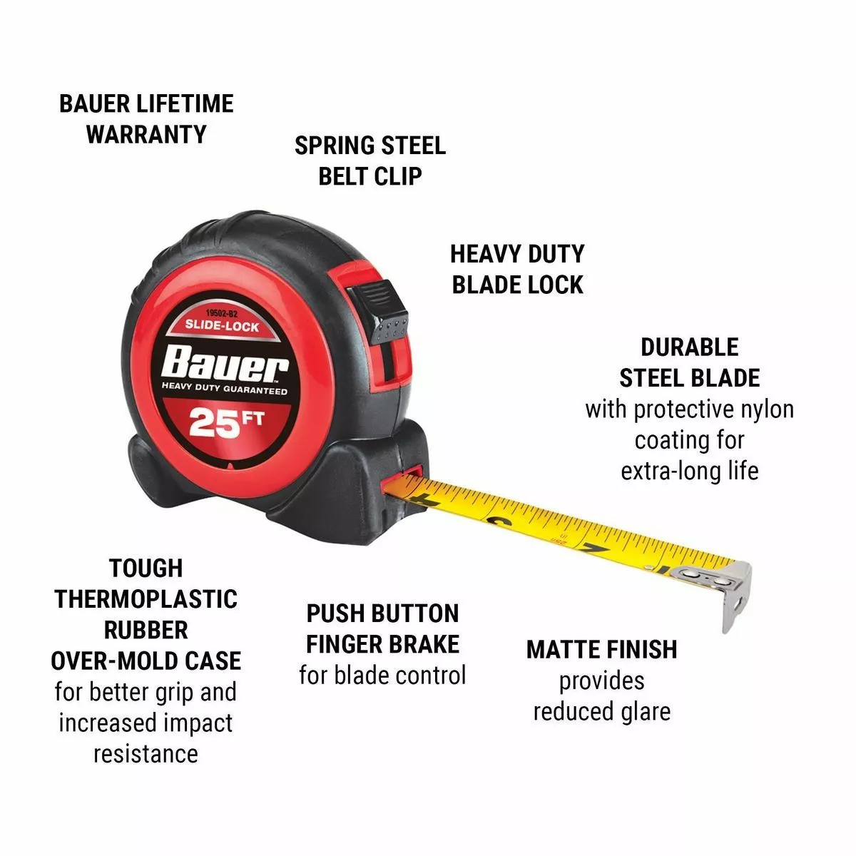BAUER 25 ft. Slide-Lock Tape Measure 3 BAUER 25 ft. Slide-Lock Tape Measure - Image 3