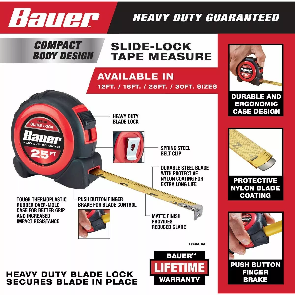 BAUER 25 ft. Slide-Lock Tape Measure 4 BAUER 25 ft. Slide-Lock Tape Measure - Image 4