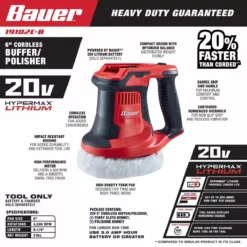 BAUER 20V Cordless 6 in. Compact Orbital Polisher/Buffer – Tool Only -Bauer Popular Store 56721 W2SS