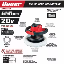 BAUER 20V Cordless 10 In. Buffer – Tool Only 18 BAUER 20V Cordless 10 In. Buffer – Tool Only -Bauer Popular Store 56722 W2SS