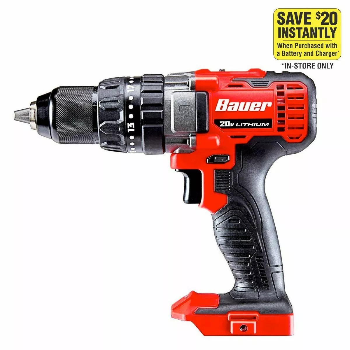 BAUER 20V Cordless 1/2 in. Variable Speed Hammer Drill/Driver - Tool Only 3 BAUER 20V Cordless 1/2 in. Variable Speed Hammer Drill/Driver - Tool Only - Image 3