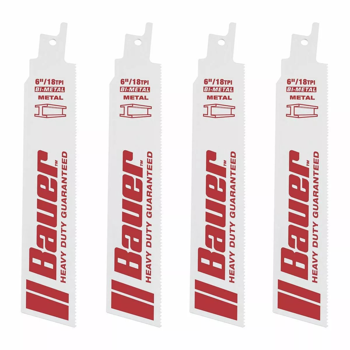 BAUER 6 in. 18 TPI Bi-Metal Reciprocating Saw Blades, 4 Pk. 2 BAUER 6 in. 18 TPI Bi-Metal Reciprocating Saw Blades, 4 Pk. - Image 2