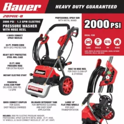 BAUER 2000 PSI Max Performance Electric Pressure Washer 20 BAUER 2000 PSI Max Performance Electric Pressure Washer -Bauer Popular Store 56877 W2SS