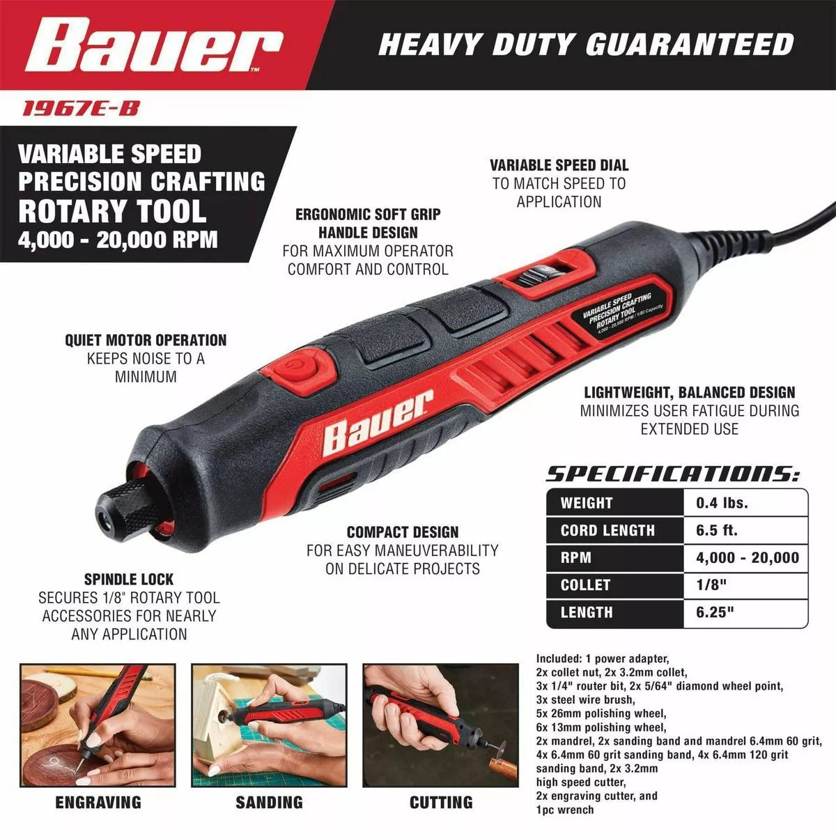 BAUER Variable Speed Precision Crafting Rotary Tool 3 BAUER Variable Speed Precision Crafting Rotary Tool - Image 3