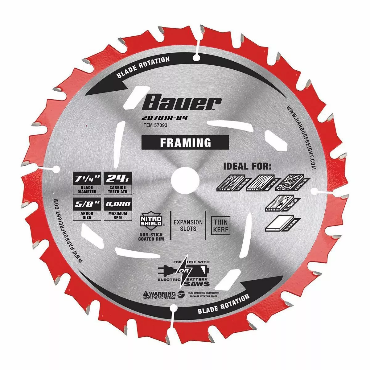 BAUER 7-1/4 in., 24T Framing Circular Saw Blade, 3 Pk. 2 BAUER 7-1/4 in., 24T Framing Circular Saw Blade, 3 Pk. - Image 2