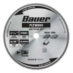 BAUER 7-1/4 in., 140T Plywood Circular Saw Blade