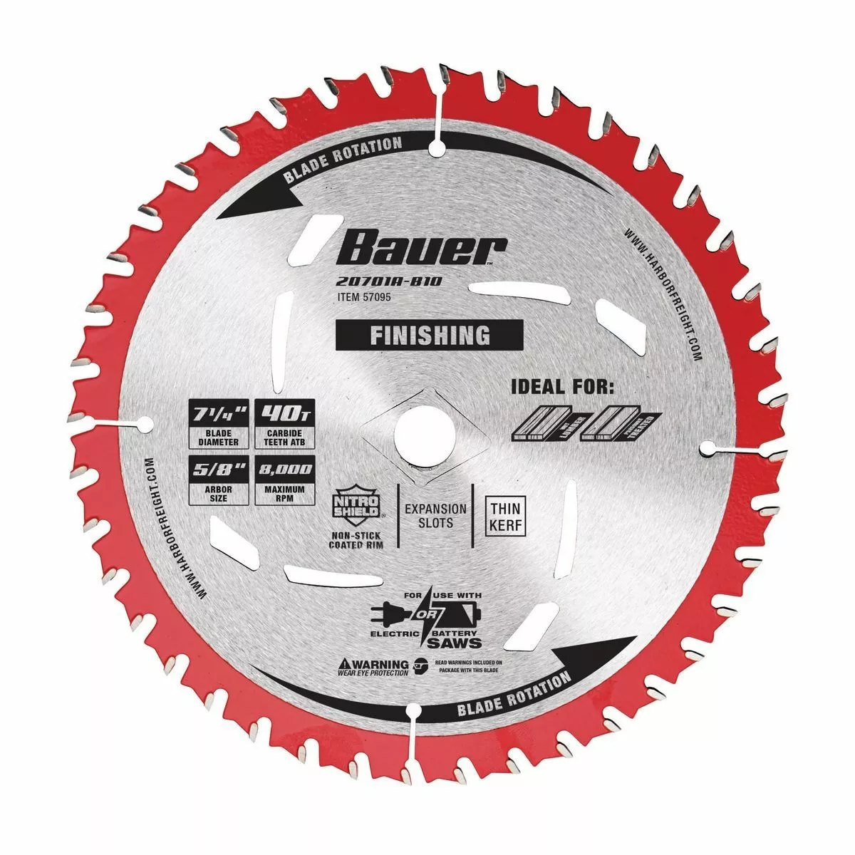 BAUER 7-1/4 in., 40T Finishing Circular Saw Blade 1 BAUER 7-1/4 in., 40T Finishing Circular Saw Blade