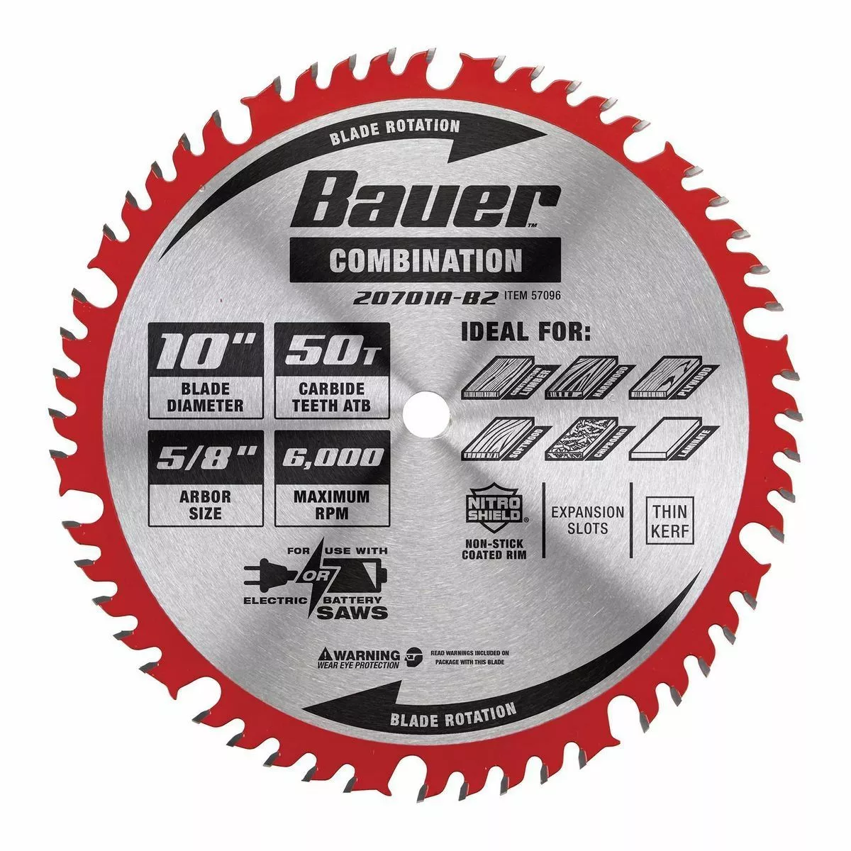 BAUER 10 in., 50T Combination Circular Saw Blade 2 BAUER 10 in., 50T Combination Circular Saw Blade - Image 2