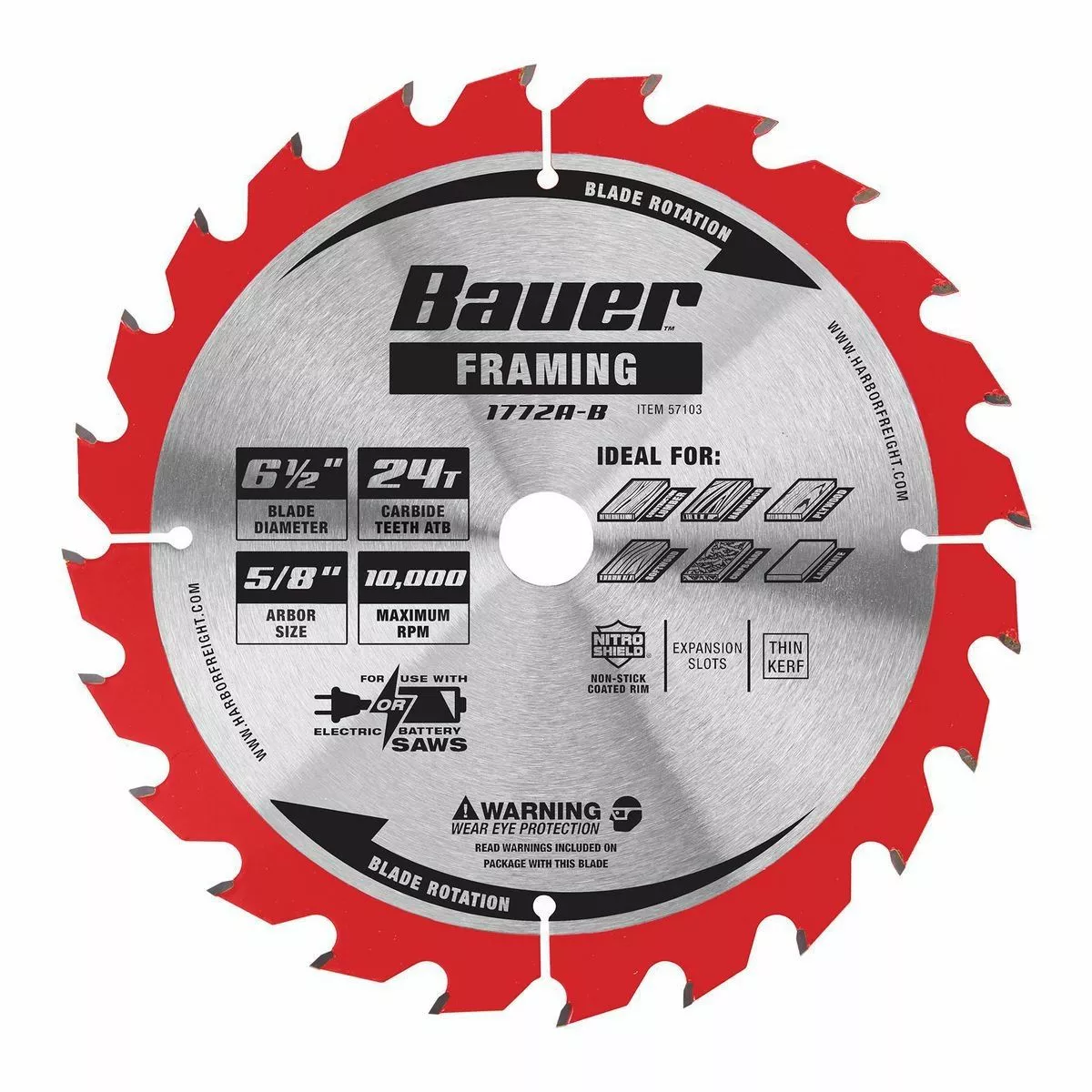 BAUER 6-1/2 in., 24T Framing Circular Saw Blade 2 BAUER 6-1/2 in., 24T Framing Circular Saw Blade - Image 2
