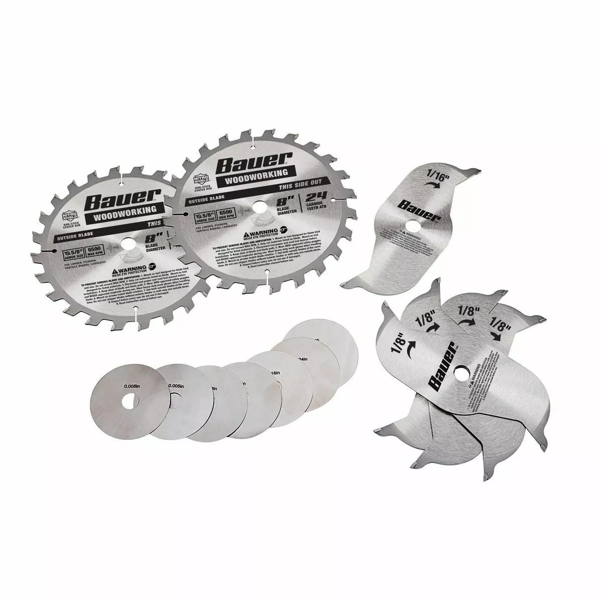 BAUER 8 in., 24T Dado Circular Saw Blade Set 1 BAUER 8 in., 24T Dado Circular Saw Blade Set