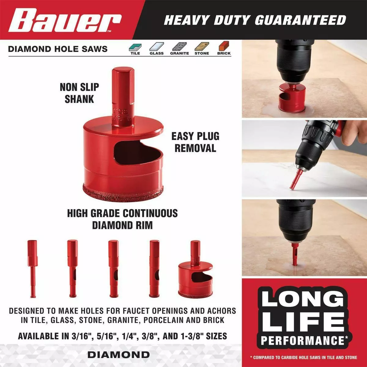 BAUER 5/16 in. Diamond Grit Hole Saw 3 BAUER 5/16 in. Diamond Grit Hole Saw - Image 3