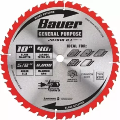 BAUER 10 in. 40T General Purpose Circular Saw Blade