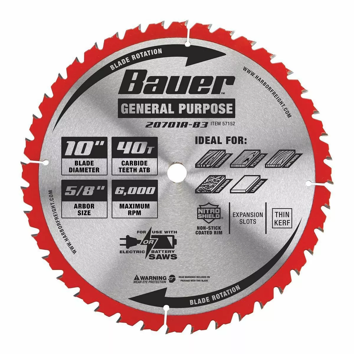 BAUER 10 in. 40T General Purpose Circular Saw Blade 2 BAUER 10 in. 40T General Purpose Circular Saw Blade - Image 2