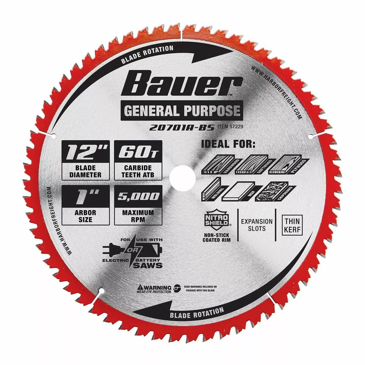 BAUER 12 in., 60T General Purpose Circular Saw Blade 2 BAUER 12 in., 60T General Purpose Circular Saw Blade - Image 2