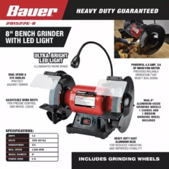 BAUER 8 in. Bench Grinder with LED Light 15 BAUER 8 in. Bench Grinder with LED Light -Bauer Popular Store 57287 W2SS