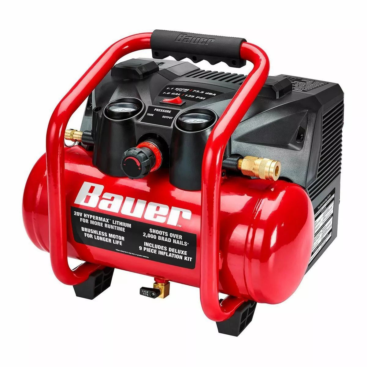 BAUER 1.6 Gallon 135 PSI 20V Brushless Cordless Air Compressor - Tool Only 6 BAUER 1.6 Gallon 135 PSI 20V Brushless Cordless Air Compressor - Tool Only - Image 6