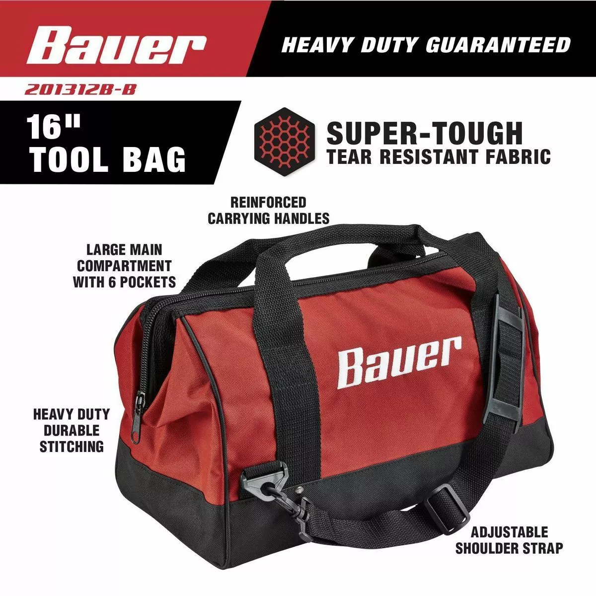 BAUER 16 in. Tool Bag with 6 Pockets 3 BAUER 16 in. Tool Bag with 6 Pockets - Image 3