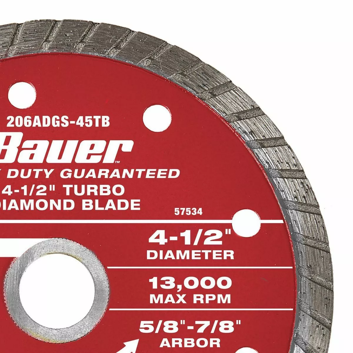 BAUER 4-1/2 in. Turbo Rim Wet or Dry Cut Diamond Saw Blade 3 BAUER 4-1/2 in. Turbo Rim Wet or Dry Cut Diamond Saw Blade - Image 3