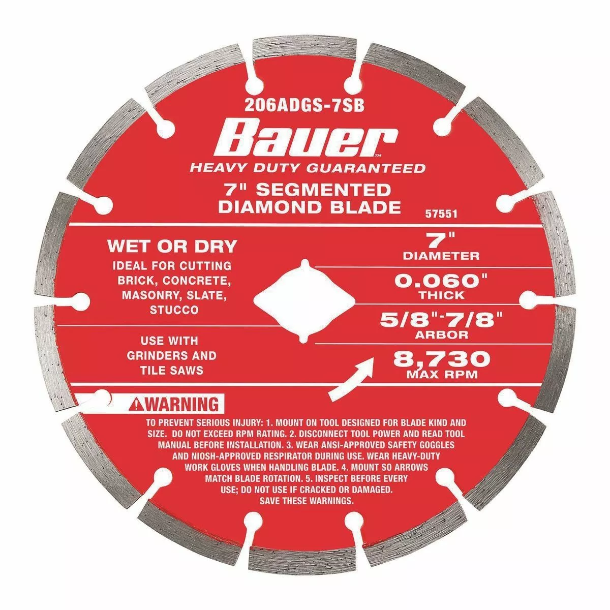 BAUER 7 in. All-Cut Combo Diamond Blade 1 BAUER 7 in. All-Cut Combo Diamond Blade