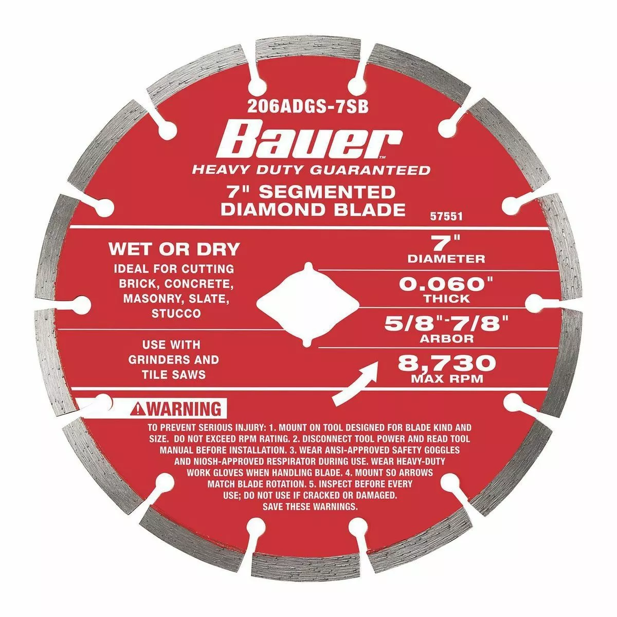 BAUER 7 in. All-Cut Combo Diamond Blade 2 BAUER 7 in. All-Cut Combo Diamond Blade - Image 2