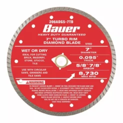 BAUER 7 in. Turbo Rim Wet or Dry Cut Diamond Saw Blade