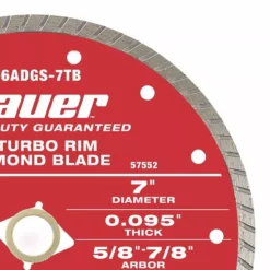 BAUER 7 in. Turbo Rim Wet or Dry Cut Diamond Saw Blade 5 BAUER 7 in. Turbo Rim Wet or Dry Cut Diamond Saw Blade -Bauer Popular Store 57552 W4