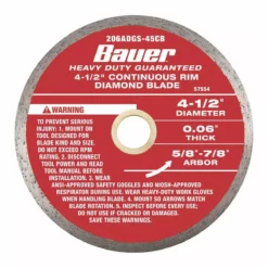 BAUER 4-1/2 in. Continuous Rim Wet Cut Diamond Saw Blade