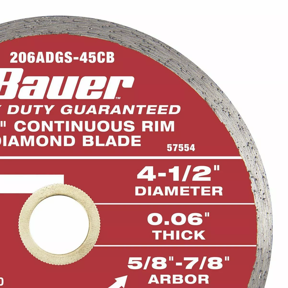BAUER 4-1/2 in. Continuous Rim Wet Cut Diamond Saw Blade 3 BAUER 4-1/2 in. Continuous Rim Wet Cut Diamond Saw Blade - Image 3