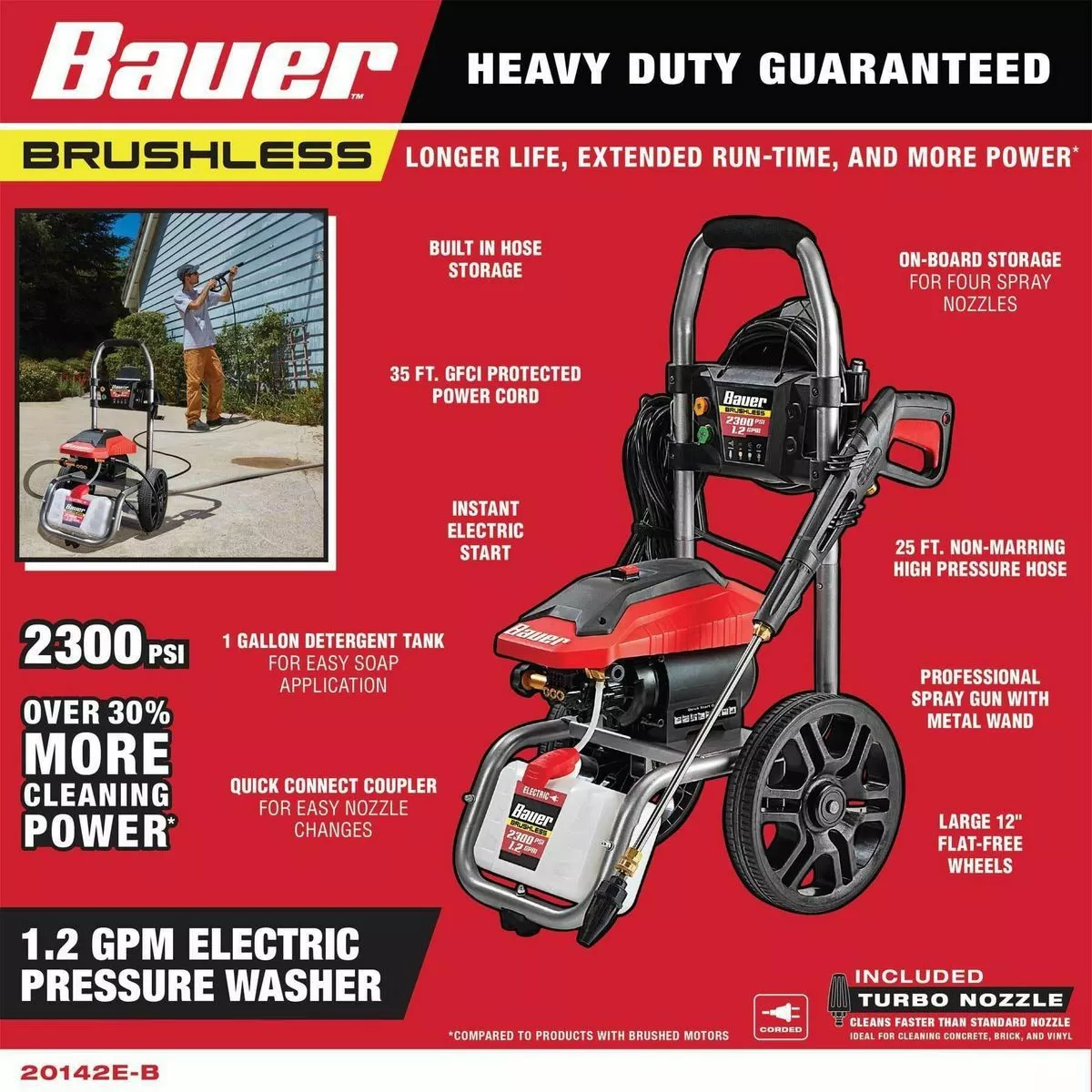 BAUER 2300 PSI 1.2 GPM Brushless Max Performance Electric Pressure Washer 3 BAUER 2300 PSI 1.2 GPM Brushless Max Performance Electric Pressure Washer - Image 3