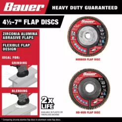 BAUER 4-1/2 in. x 7/8 in. 40-Grit Type 27 Flap Disc with Fiberglass Backing and Zirconia Grain 6 BAUER 4-1/2 in. x 7/8 in. 40-Grit Type 27 Flap Disc with Fiberglass Backing and Zirconia Grain -Bauer Popular Store 57764 W2SS