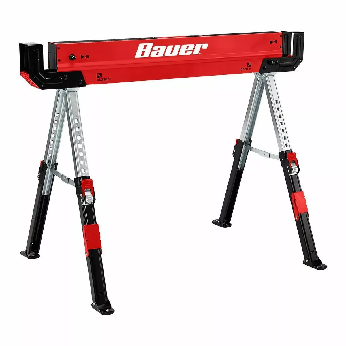 BAUER 32 in. Steel Adjustable Sawhorse, 1300 lb. Capacity 2 BAUER 32 in. Steel Adjustable Sawhorse, 1300 lb. Capacity - Image 2